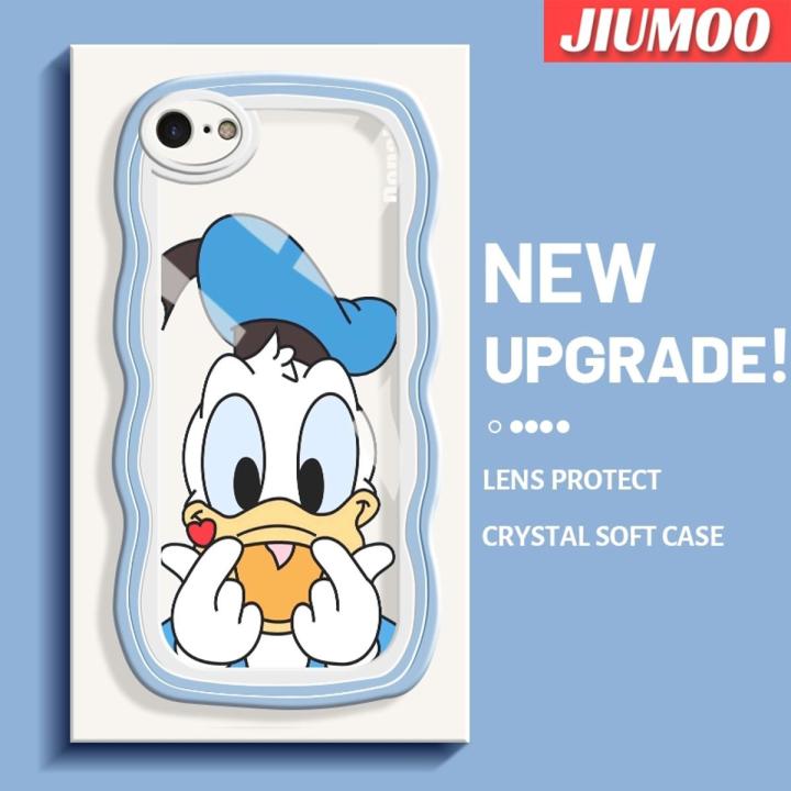 JIUMOO For iPhone 6 6 Plus 6s 6s Plus Case Comic Lovely Donald Duck Colorful Pattern Wave Border Soft Clear Shockproof Phone Cases Transparent Casing Silica Gel Protective Cover