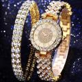 【S Elvey Trend Store】business quartz watch Fashion Full Sky diamond girl watches. 