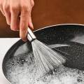 Stainless Steel Cleaning Brush, Cookware Wire Scrubber Brush Heavy Duty with Long Handle, Kitchen Steel Flexible Wire Cleaning Brush Dishes Pan Cleaning Scrubber. 