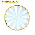 Loveseason Paper Dishes Indeformable Bronzing Stripe Paper Disc Decorations. 