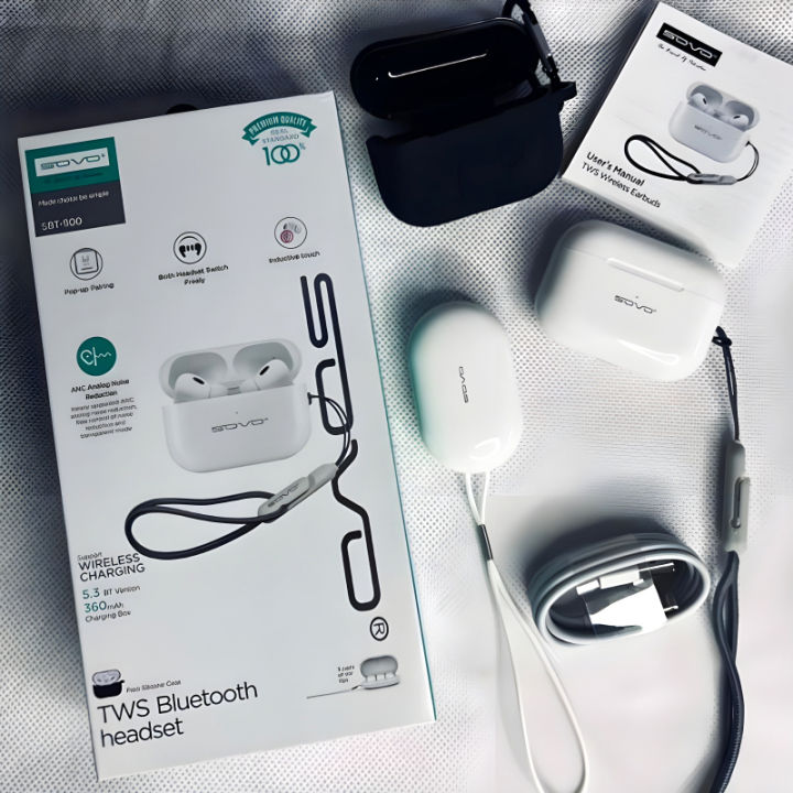 SOVO Buzzer Pro SBT-900 AirPods: Advanced Sound and Wireless Convenience TWS Bluetooth Earbuds With Analog Noise Cancelling