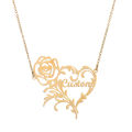 High Quality Personalized Cuban Mini Custom Nameplate Necklace Rose Flower Heart Shaped Name Necklace. 