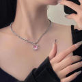 1Pc/Pair Fashion Pink Peach Heart Necklaces Earrings Sweet Cool Jewelry Sets SUPER BABY. 