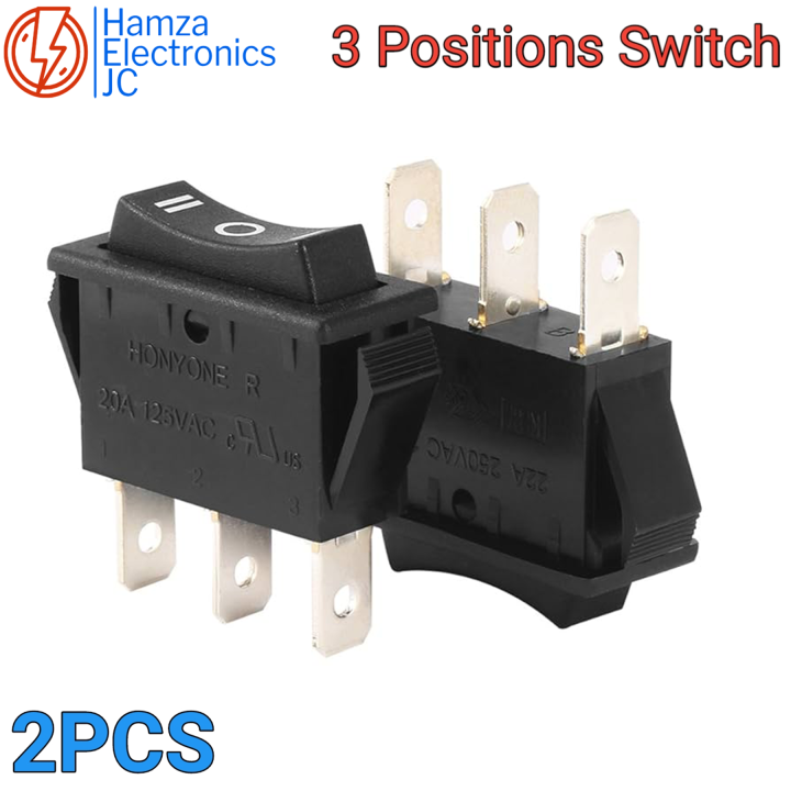 2PCS 3 Position Rocker Switch ON-OFF-ON SPDT 3 Terminals 15A 250VAC ...