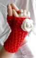 Women Winter Warm Fingerless Thumbhole Crochet Gloves. 