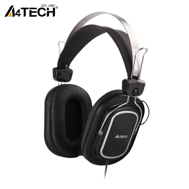 A4Tech HS-50 Headphones - ComfortFit Stereo Headset - 2 Pin 3.5 mm - With Noise Cancelling Mic - Black - For PC