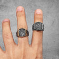 Golden Black Rhinestone Stainless Steel Mens Rings Punk Trnedy for Male Boyfriend Biker Jewelry Creativity Gift Wholesale. 
