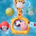Giraffe Net Bath Fishing Toy Hoop Shower Toy Bathtub Water Game Play Set Giraffe Floating Children's Bath and Water Toy. 
