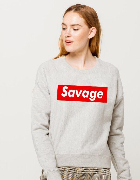 Grey Savage Pullover Printed High Quality Fleece Winter High Quality Sweatshirt