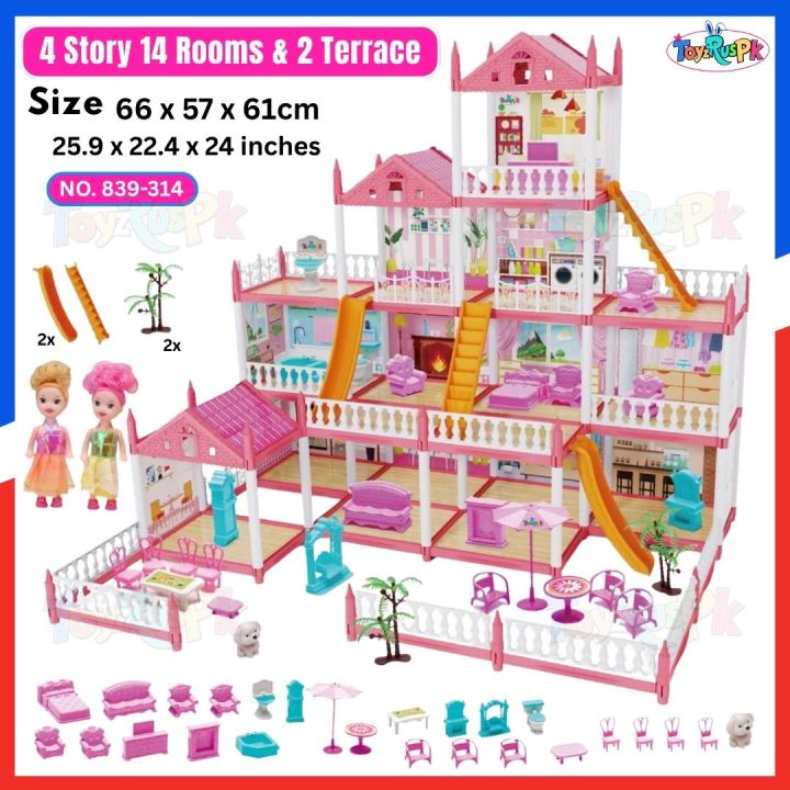 Princess%20Big%20Villa%20DIY%20Dollhouse%20for%20Girls%20%20Pink%20Princess%20Castle%20Play%20House%20with%20Slide%20Yard%20and%20Furniture%20%20DIY%20Building%20Set%20for%20Kids%20%20Dream%20Palace%20Role%20Play%20Toy%20with%20Dolls%20%20Best%20Gift%20for%20Girls%20Age%203-10%20Years%20%20Toy%20Doll%20House%20%20ToyzRusPk%20%203D%20Assembled%20-%20Image%202