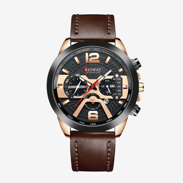 [COD] RUIWAY Men's Watch Quartz Wristwatch Sports Male Stainless Steel Band Fashion Business Watch