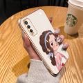 chenyyka For vivo Y20i Case Thin Side Edge Square New Design Phone Cases Cartoon Cute Girl Plating Pattern Silicone Casing Full Back Cover Camera Protection Shockproof Softcase. 