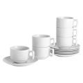 Premium Quality Ceramic White Tea Cups & Saucers Set – 12-Piece Luxury China Tea Cup & Saucer Set (6 Tea Cups + 6 Saucers) for Tea, Coffee & Hot Beverages. 