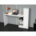 Multipurpose Home Office Computer Writing Desk with Side Shelves Modern Desk With Shelf White. 