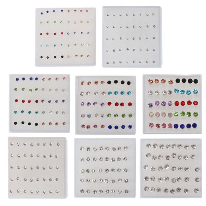 20 Pairs Small Stud Earrings Colorful Faux Rhinestone Plastic Ear Studs Fashion Studs Earrings for Women Hypoallergenic Earrings