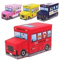 Multi-Function Cartoon Bus Shape Storage Box for Toys Kids Clothes Folding Cartoon Car Toy Storage Basket Children Storage Bin. 