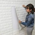 wallpaper 70CMX77CM 3D Foam Brick fashion self-adhesive wall sticker white color thick decorative waterproof fast simple wallpaper super thick for room living room home wall decor thick. 