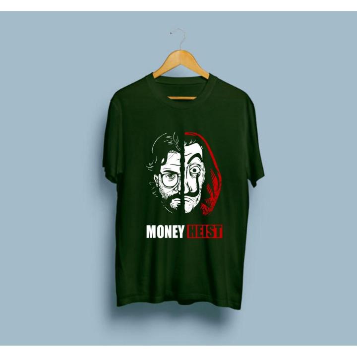 Money Heist Printed Summer Collection Cotton Round Neck Half Sleeves Tee shirt Top Quality For Men
