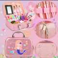 Kids Makeup Kit for Girls, Washable Real Makeup Set for Little Girls, Big Kit of Play Makeup for Girls Applies Like Real Makeup But Washes Off Easily Cute Carry Case for 4 5 6 7 8 9 Year Old. 