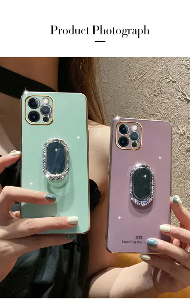 For OPPO A54 Back Cover Rhinestone Ring Holder Stand Shiny