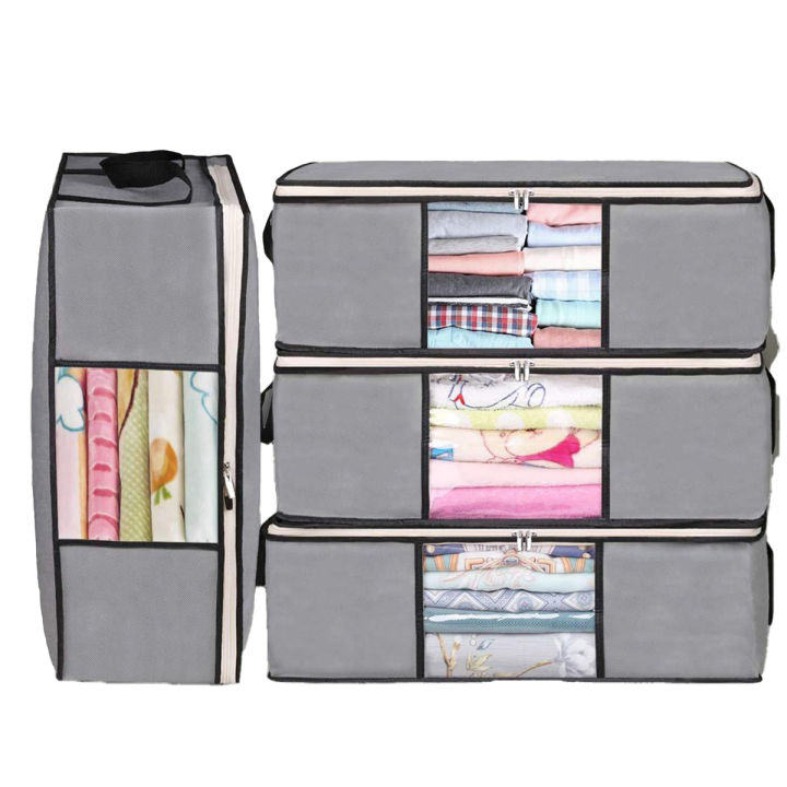 Clothes Storage Bags Organizer with Durable Handle, 43L, Grey