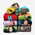 Fashion Cotton Funny Retro Print Socks / Western Mona Lisa Kiss Oil Painting Retro-classical Series Couple Sock / Comfortable Spring Summer Autumn Winter Breathable Soft Cotton High Socks / Middle Tube Daily Casual & Work Socks / perfect For Women & Men. 