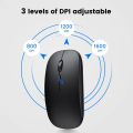 Wireless Mouse Slim Rechargeable Silent Bluetooth-compatible Mouse Two Mode Computer Mice (BT 5.1 + 2.4G) for Laptop Desktop. 