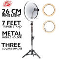 7 Feet Tripod Stand with 26 CM Selfie Ring Light & Mobile Phone Holder for Tiktok Videos Best Quality Metal Tripod Tiktok Light - Photography Kit. 