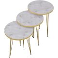 STM 3 Legs Table With Marble Texture Wooden Top Single Piece and 3 pieces Set. 