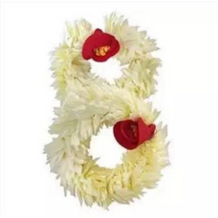 Artificial Gajra Flower kangan for Wedding Jewellery - Reuseable - White with Red Flower- Pack of 2