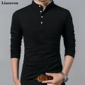 Black Collar Design Full Sleeve T-shirt. 