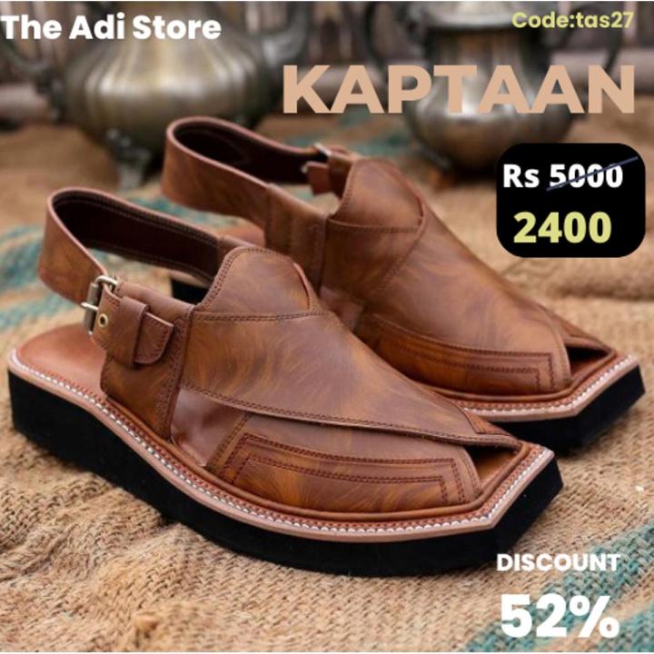 Brown Handmade Kaptaan Chappal | Peshawari Chappal Kheri for Men | Tiger Color | The Adi Store