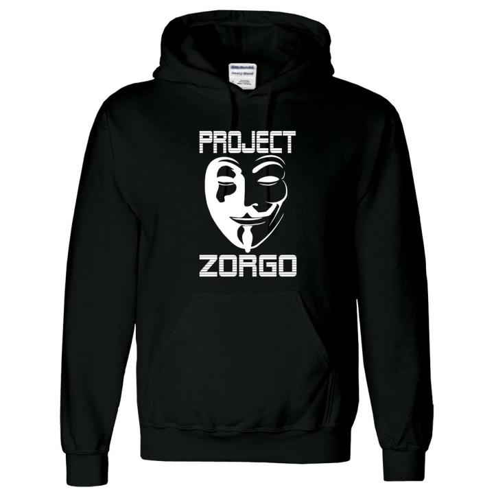 Black Printed Project Zorgo Mens Hoody Merch Gaming