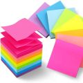Sticky Notes - Multi Color Custom Size, Fluorescence Paper Sticky Notes (reusable), 100 sheets (size 3in x 3in) , Book-Mark, Memo pad (Green, Orange, Light Pink, Yellow, shocking Pick) , 5 in 1 Colors. 