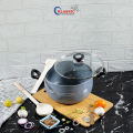 KLASSIC Casserole / Cooking Pot 26Cm with Glass Lid Marble Coating. 