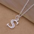 Silver Stainless  S  Alphabet Locket with Chain For Girls. 