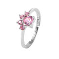 Women Cat Paw Shape Round Heart Cubic Zirconia Inlaid Adjustable Ring Jewelry. 