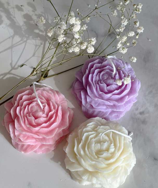 Peony Flower Candle - Peony Rose Candle - Scented Candle - Rose Flower Candle - Floral Candle - Rose Candle - Home Decor Candles - Flower Shape Candle - Rose Flower Scented Peony - Home Décor