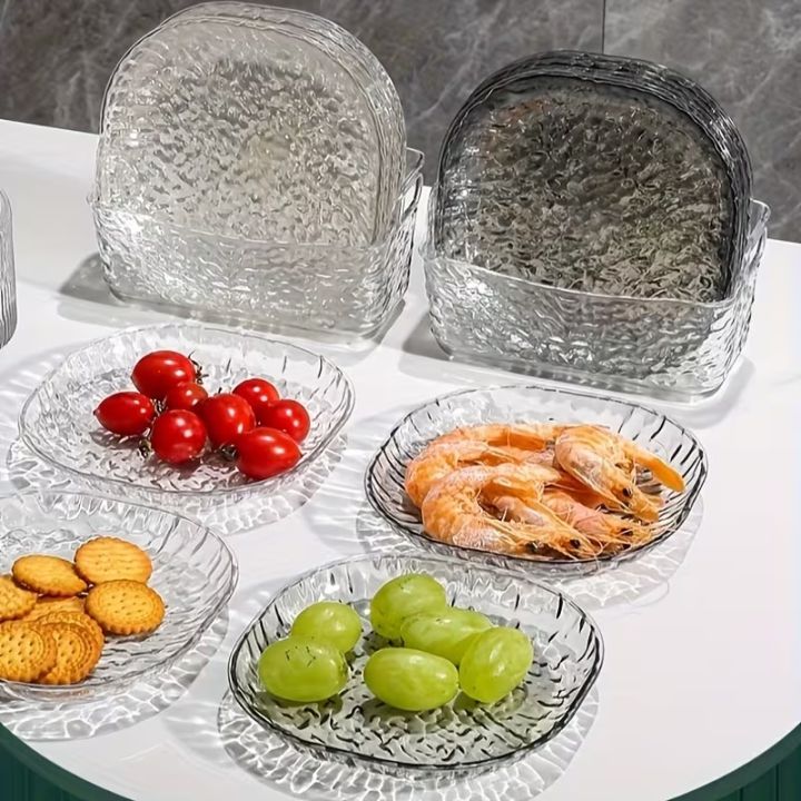 10 Plates with Stand Multi-function Spit Bone Dish Household Plastic Spit Bone Dish Round Square Set Dining Table Garbage Plate