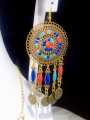 Gold Plated Multicolor Afghan Style Necklace Set with Coins – Traditional Handmade Ethnic Jewelry. 