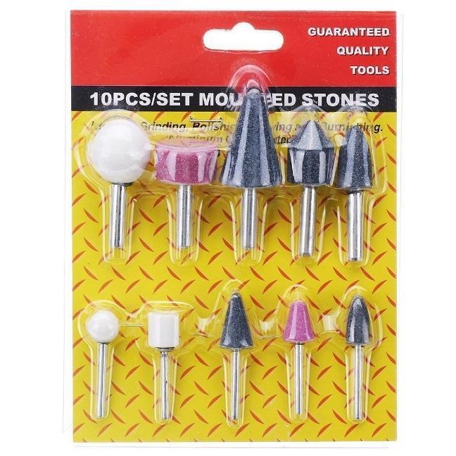 Drillpro 10pcs Abrasive Mounted Stones Grinding Stones Head Wheel Abrasive Tool For Rotary Tool