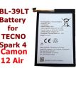 TECNO Camon 12 Air , Spark 4 Battery Replacement BL-39LT BL39LT Battery With 4000mAh Capacity-Silver. 