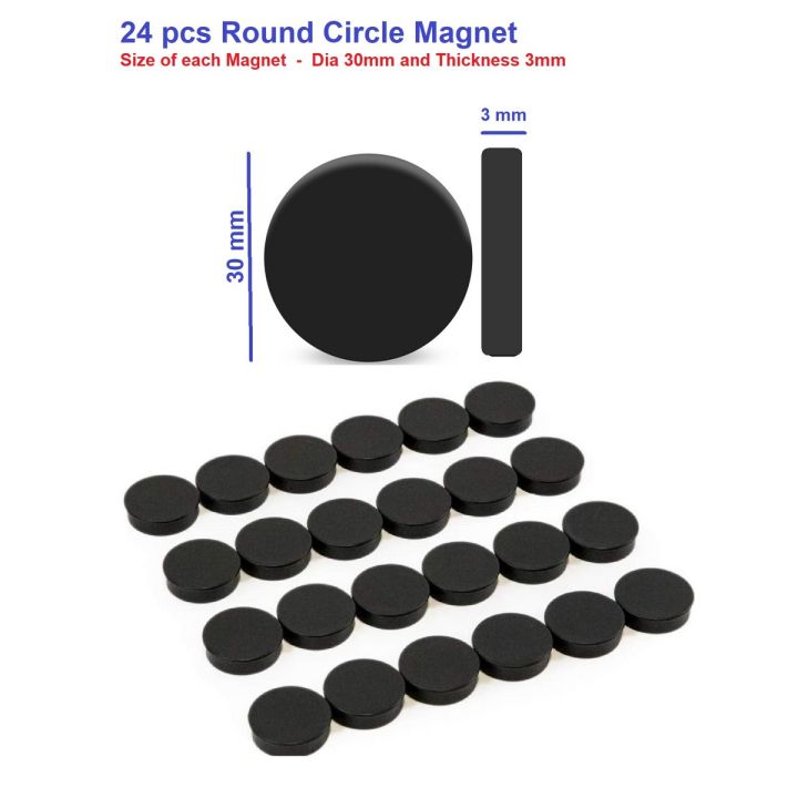 24pcs%2030mm%20dia%20Black%20Round%20Circle%20Magnets%20Perfect%20as%20Whiteboards,%20Lockers,%20Fridge%20Magnets%20&%20for%20educational%20purpose%20-%20Image%202