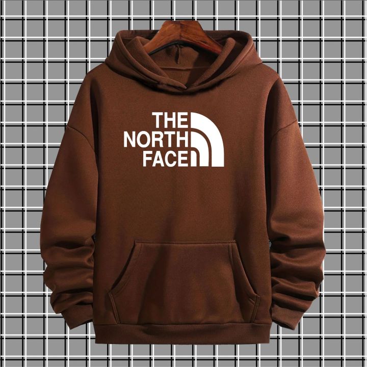 Brown trendy printed fleece kangroo hoodie for men and boys