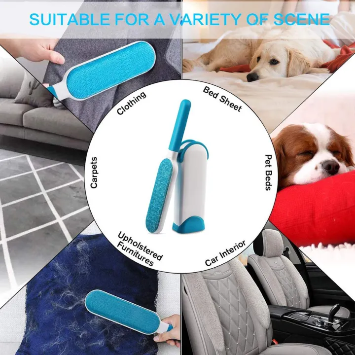 Multifunctional Lint Brush Reusable for Pet Hair Cat Hair Removal Lint Hair Remover for Furniture Clothes Sturdy Handle with Self-Cleaning Brush