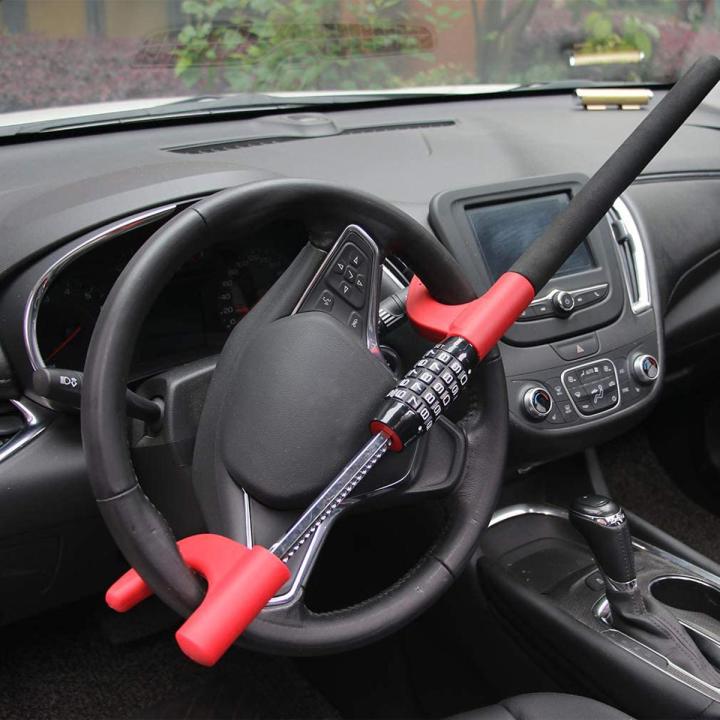 Heavy Duty Steering Wheel Lock - Anti-Theft Locks Vehicle Security Device Keyless Car Lock 5 Password Coded Lock