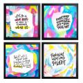 Pack of 4 5x5" Inspirational Quote Frames, Glass front Photo Frame, 5x5" Customized Motivational Quotes Wall Decoration For Home, Room Décor, Square Frames. 