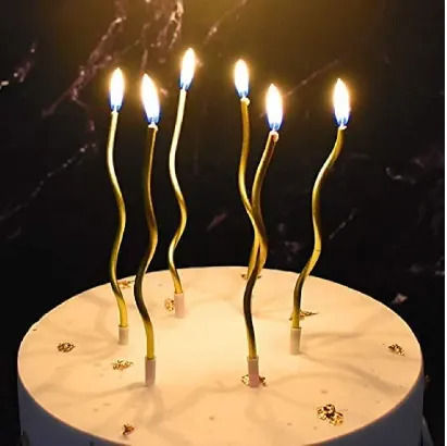 Pack Of 6 Pcs Curved Cake Candles As Cake Topper For Birthday Parties & Cake Decoration, Engagement, Wedding Anniversary, Bridal Shower, Baby Shower Party Decorative Supplies