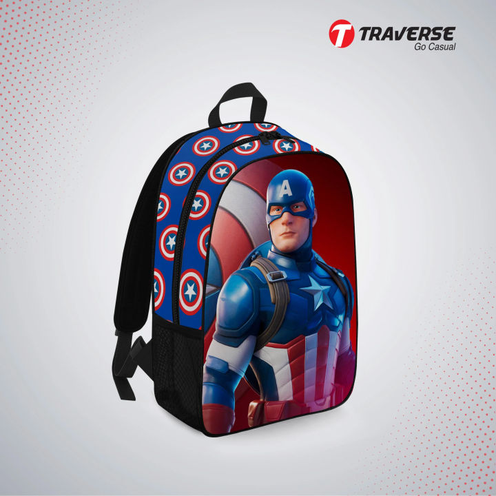 Traverse Kids Bag Captain America Backpack for Kindergarten KG Pre school classes. Allover printed Code T509KG