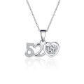 Live source: imitation silver necklace, moissanite pendant, women's love jewelry, niche and versatile clavicle chain, color-preserving titanium steel chain. 